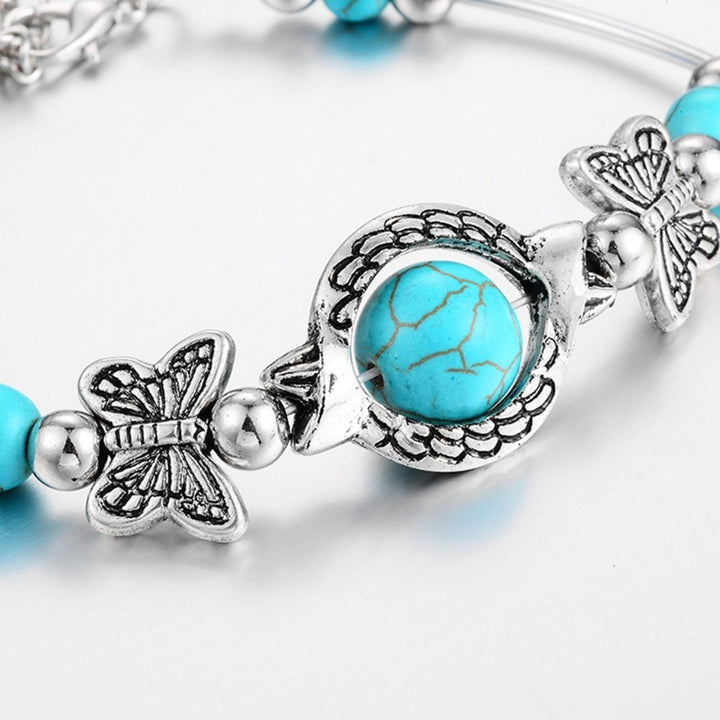 Women Bracelet Simulation Turquoise Beaded Jewelry Bright Luster Long Lasting Bangle Jewellery Gift Image 8