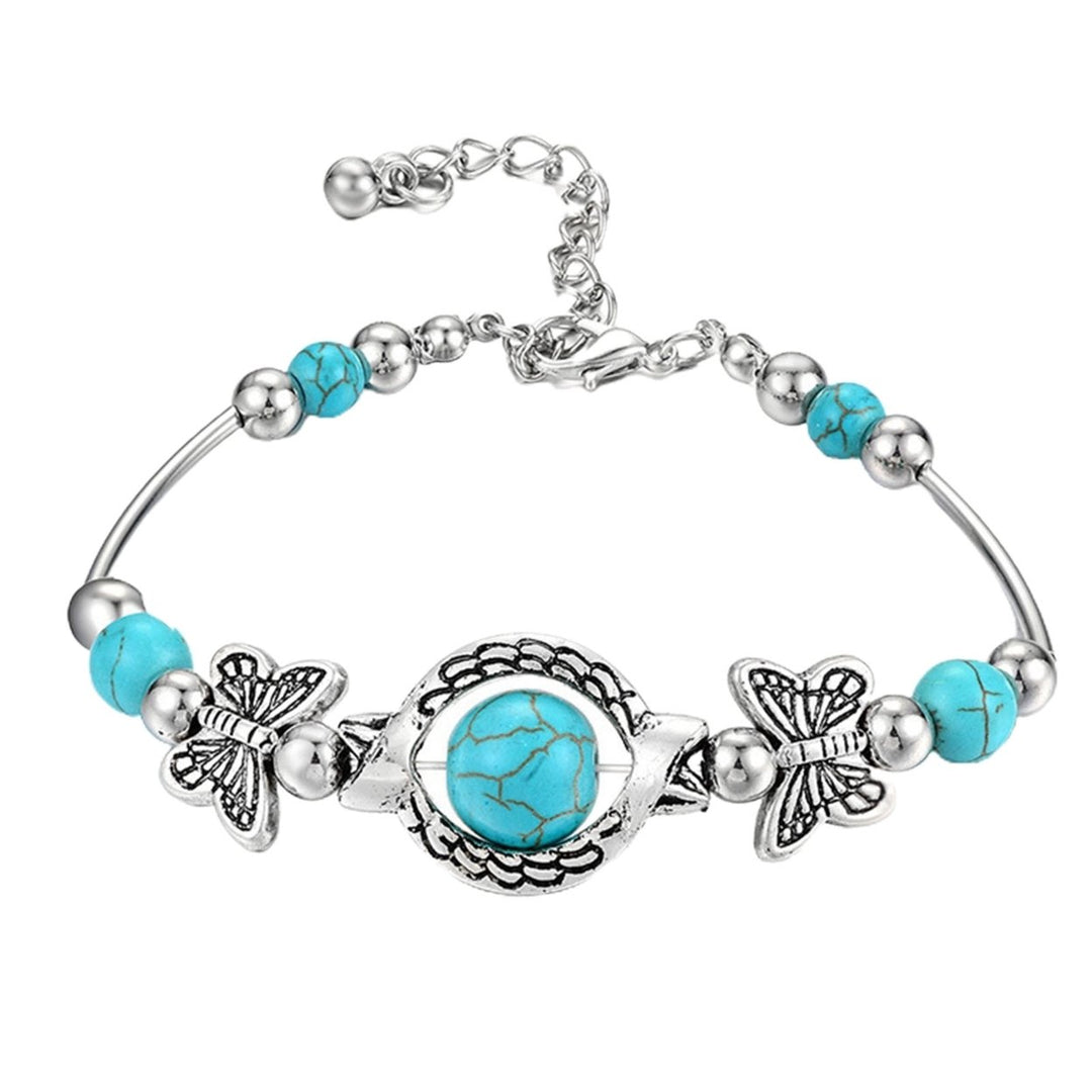 Women Bracelet Simulation Turquoise Beaded Jewelry Bright Luster Long Lasting Bangle Jewellery Gift Image 10