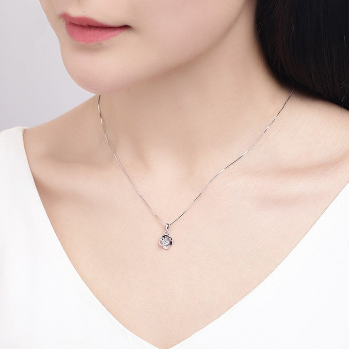 Women Fashion Twist Petal Rhinestone Silver Plated Pendant for Choker Necklace Image 4