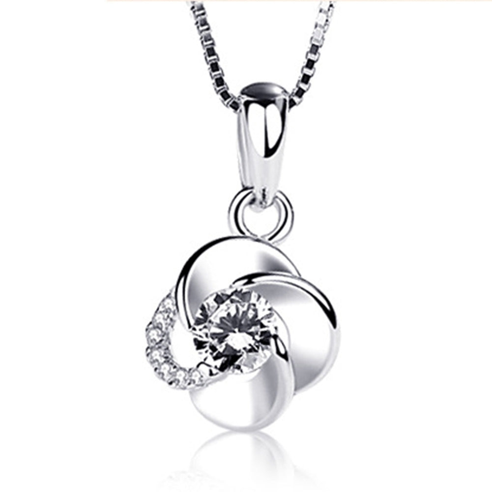 Women Fashion Twist Petal Rhinestone Silver Plated Pendant for Choker Necklace Image 4