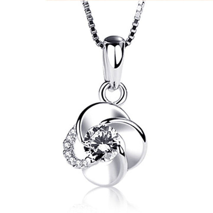 Women Fashion Twist Petal Rhinestone Silver Plated Pendant for Choker Necklace Image 4