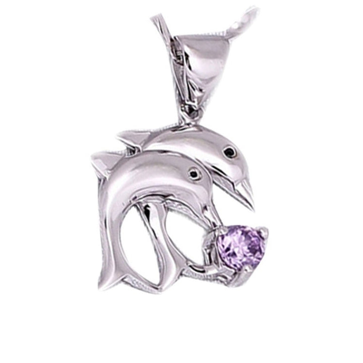 Elegant Womens Double Dolphins Jump Rhinestone Inlaid Single Pendant Jewelry Image 7