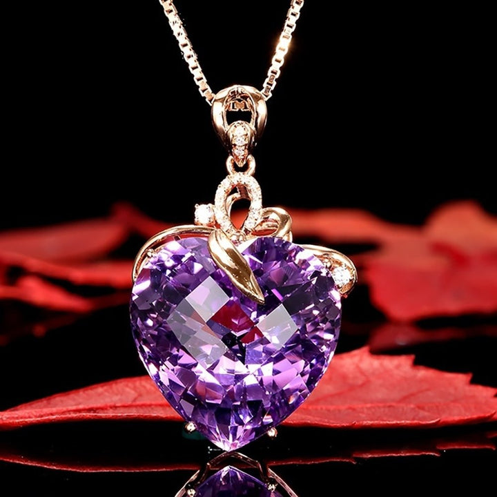 Women Luxury Heart Shape Rhinestone Pendant Necklace Jewelry Charm Gift Image 4