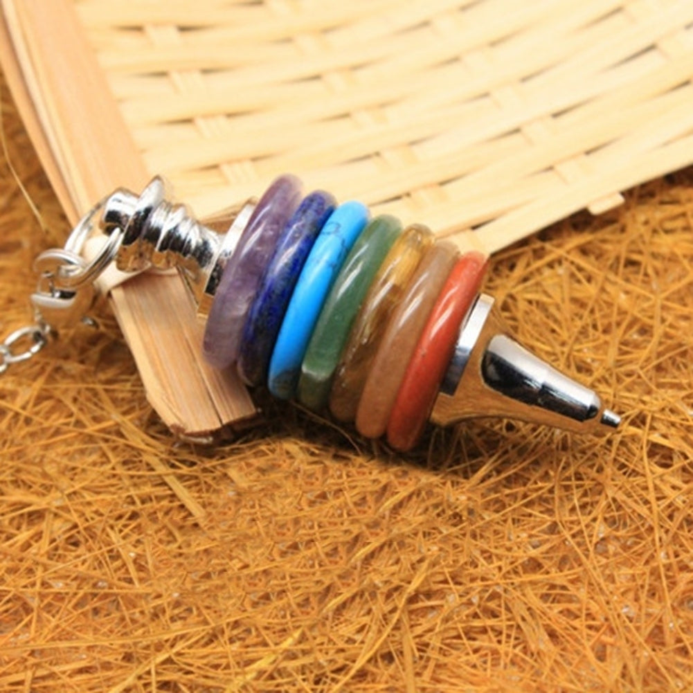 Colorful Unisex Faux Crystal 7 Chakra Pendulum Pendant Ornament Birthday Gift Image 2