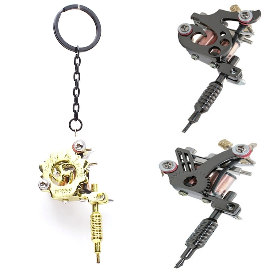 Fashion Mini Tattoo Machine Pendant Key Chain Ring Earrings Necklace Accessory Image 1