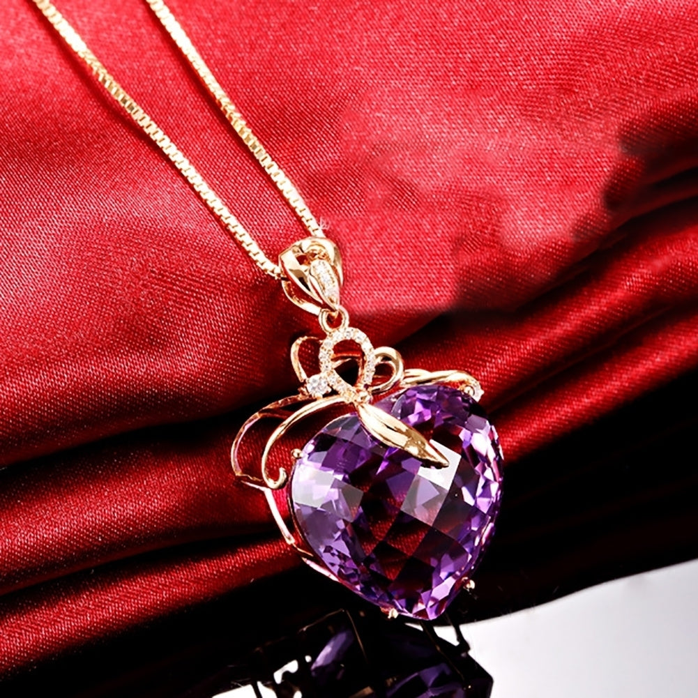 Women Luxury Heart Shape Rhinestone Pendant Necklace Jewelry Charm Gift Image 6