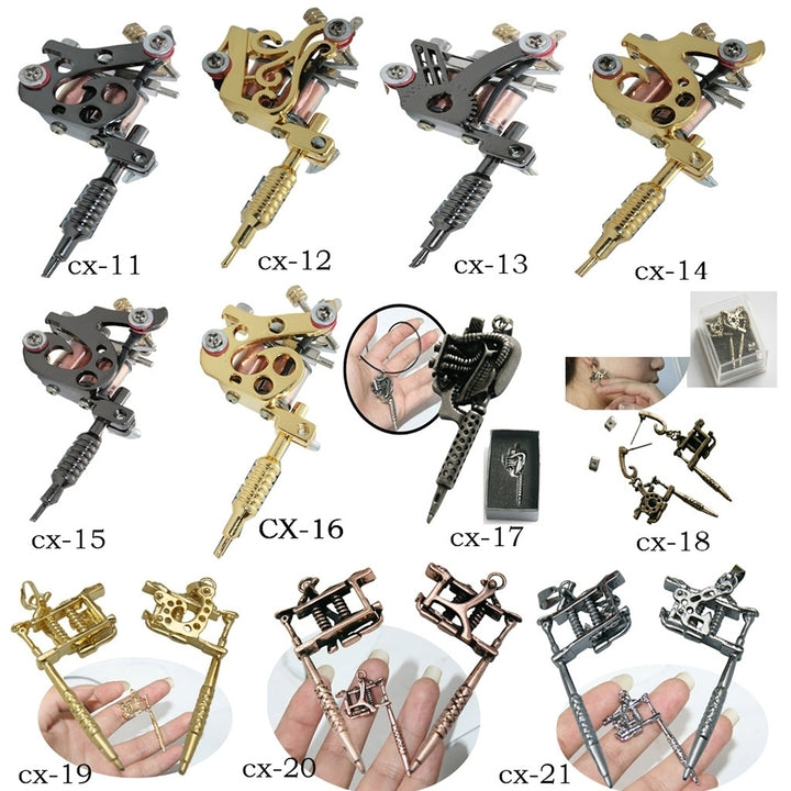 Fashion Mini Tattoo Machine Pendant Key Chain Ring Earrings Necklace Accessory Image 3