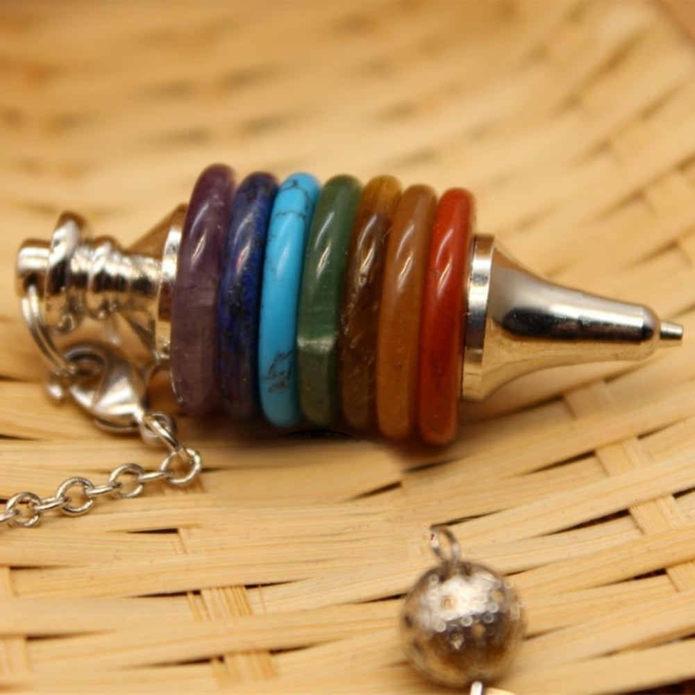 Colorful Unisex Faux Crystal 7 Chakra Pendulum Pendant Ornament Birthday Gift Image 4