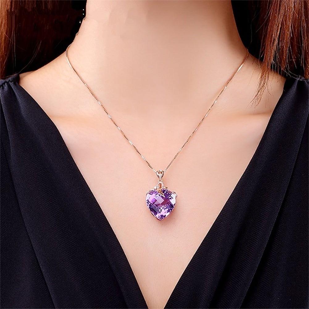 Women Luxury Heart Shape Rhinestone Pendant Necklace Jewelry Charm Gift Image 11