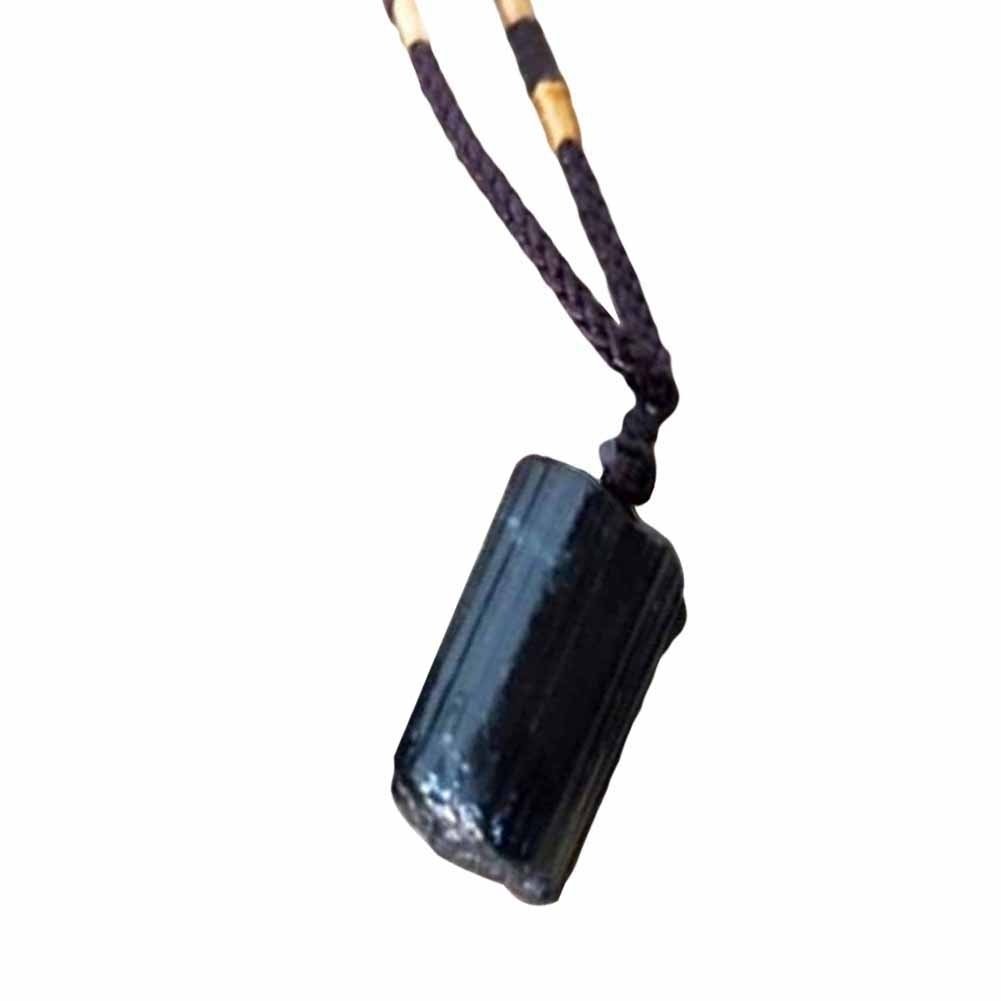 Fashion Black Tourmaline Stone Pendant with Rope Faux Gem Specimen Birthday Gift Image 7