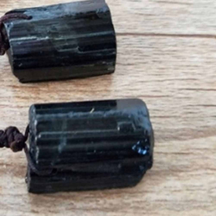 Fashion Black Tourmaline Stone Pendant with Rope Faux Gem Specimen Birthday Gift Image 8