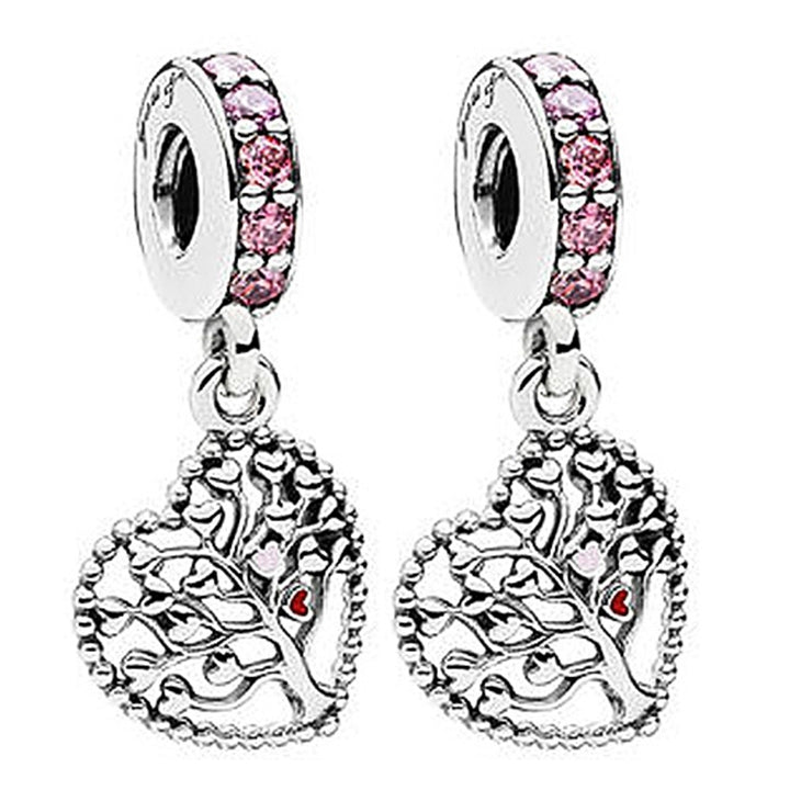 2Pcs Rhinestone Hollow Heart Necklace Bracelet Pendants DIY Jewelry Accessories Image 6