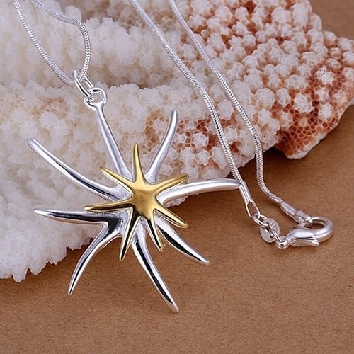 1Pc Jewelry 925 Sterling Silver Double Starfish Pendant Charm without Chain Image 1