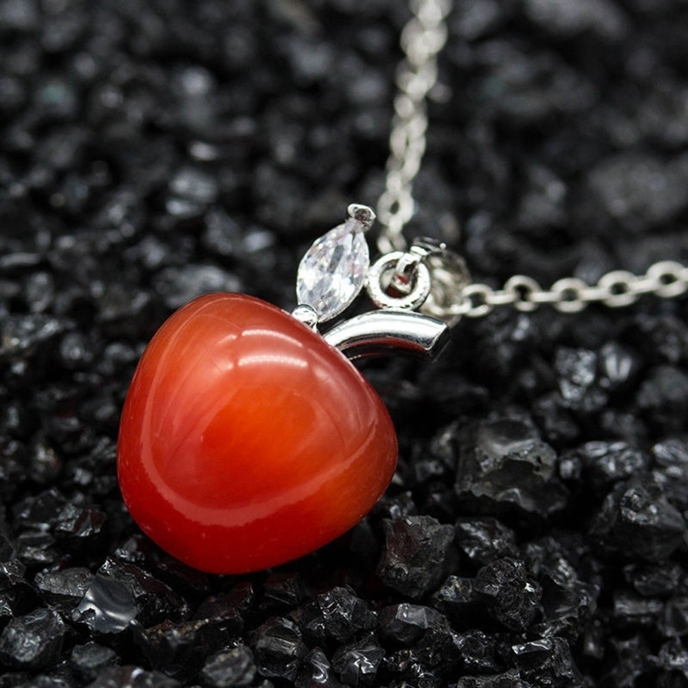 Women Fashion Opal Red Apple Shape Charm Pendant for Necklace Earring Decor Image 3