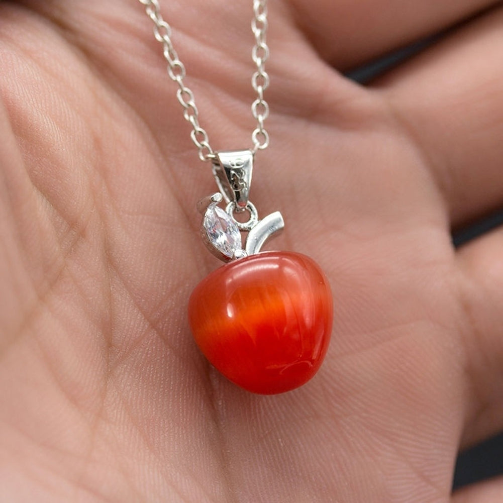 Women Fashion Opal Red Apple Shape Charm Pendant for Necklace Earring Decor Image 4