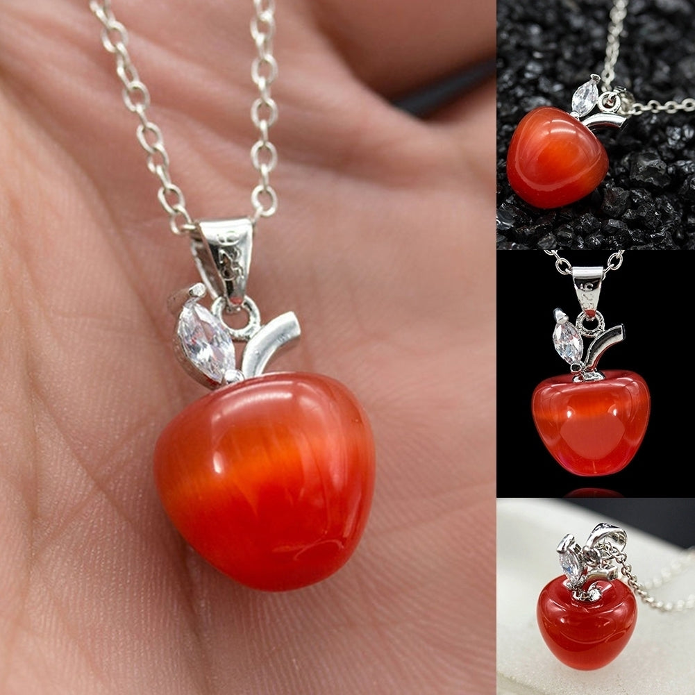 Women Fashion Opal Red Apple Shape Charm Pendant for Necklace Earring Decor Image 6