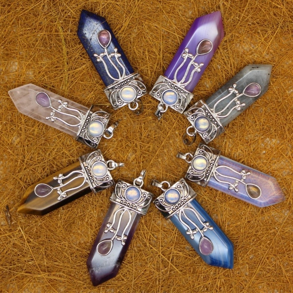 Natural Amethyst Opal Sword Shape Pendant DIY Necklace Bracelet Jewelry Decor Image 1