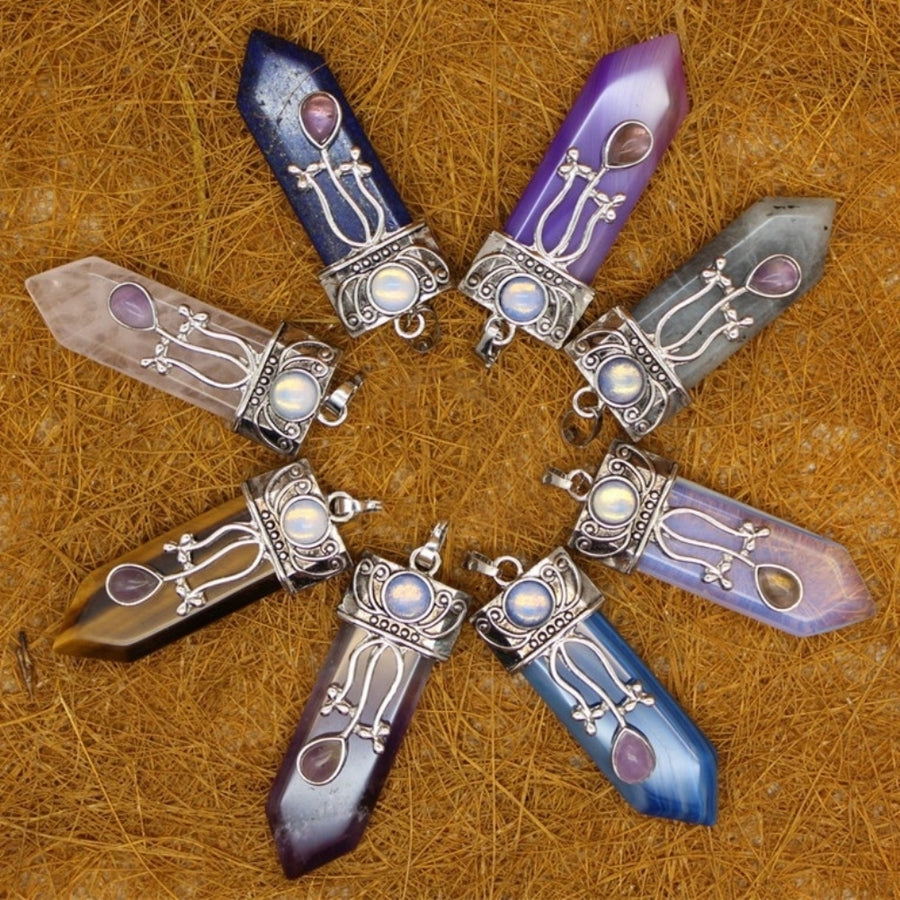 Natural Amethyst Opal Sword Shape Pendant DIY Necklace Bracelet Jewelry Decor Image 1