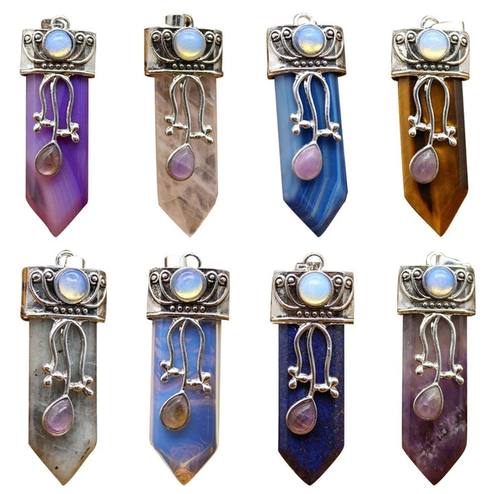 Natural Amethyst Opal Sword Shape Pendant DIY Necklace Bracelet Jewelry Decor Image 2