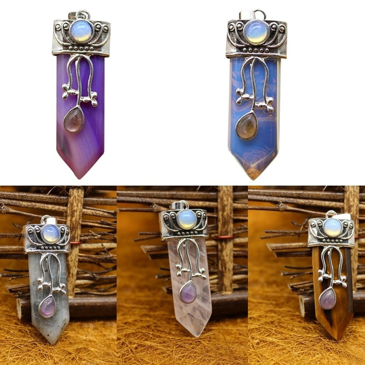 Natural Amethyst Opal Sword Shape Pendant DIY Necklace Bracelet Jewelry Decor Image 3