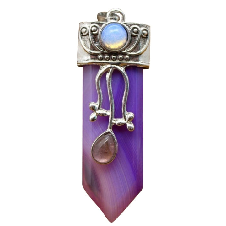 Natural Amethyst Opal Sword Shape Pendant DIY Necklace Bracelet Jewelry Decor Image 4