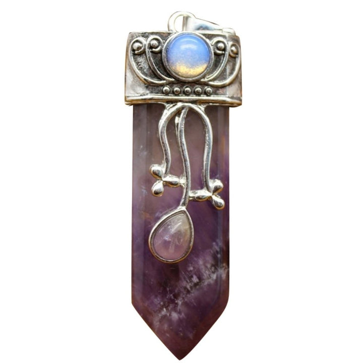 Natural Amethyst Opal Sword Shape Pendant DIY Necklace Bracelet Jewelry Decor Image 1