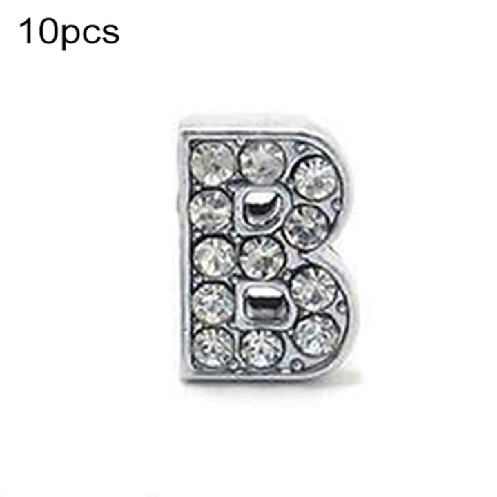 10Pcs A-Z 8mm Rhinestone Slide Letter Charm DIY for Leather Name Bracelet Belt Image 3