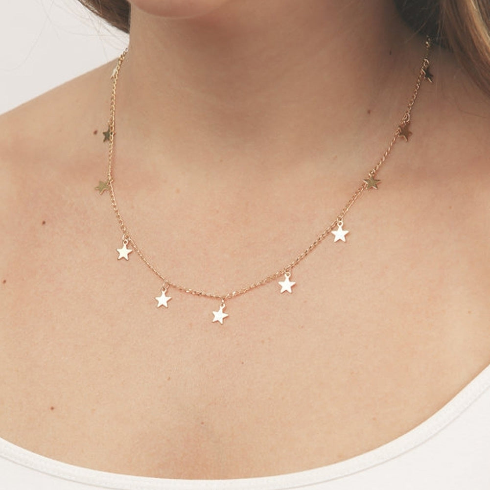 Fashion Women Five-Pointed Star Pendant Chain Choker Necklace Party Jewelry Image 8