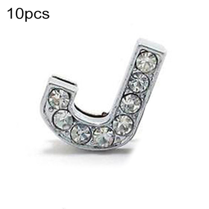 10Pcs A-Z 8mm Rhinestone Slide Letter Charm DIY for Leather Name Bracelet Belt Image 1