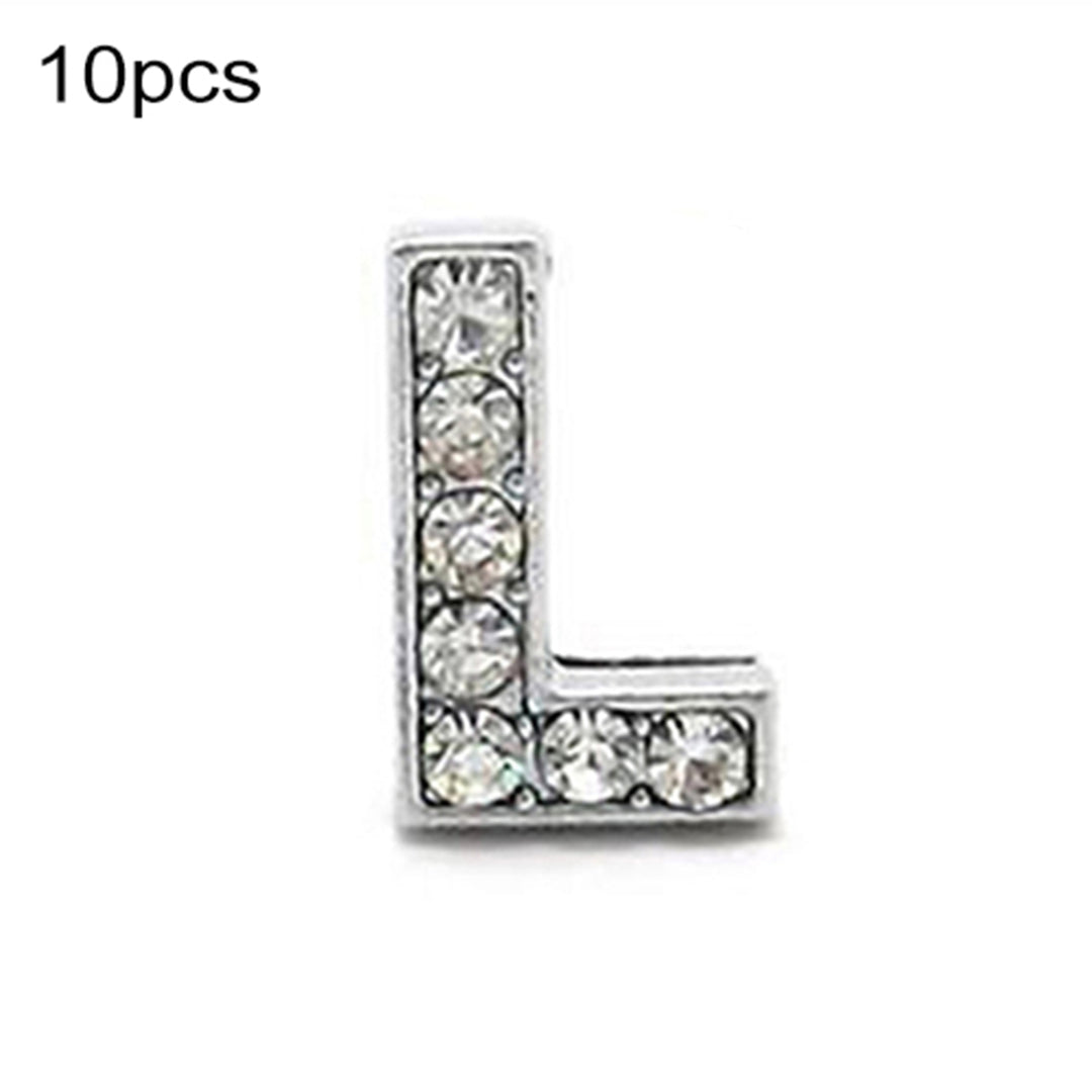 10Pcs A-Z 8mm Rhinestone Slide Letter Charm DIY for Leather Name Bracelet Belt Image 12