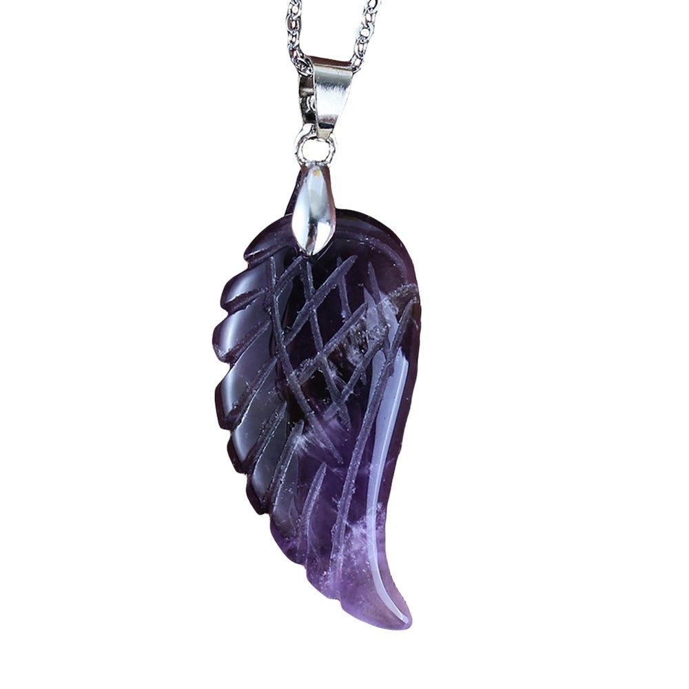 Fashion Women Carved Angel Wing Faux Gem Necklace Pendant DIY Jewelry Accessory Image 2