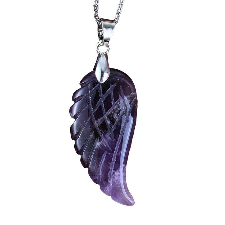 Fashion Women Carved Angel Wing Faux Gem Necklace Pendant DIY Jewelry Accessory Image 1