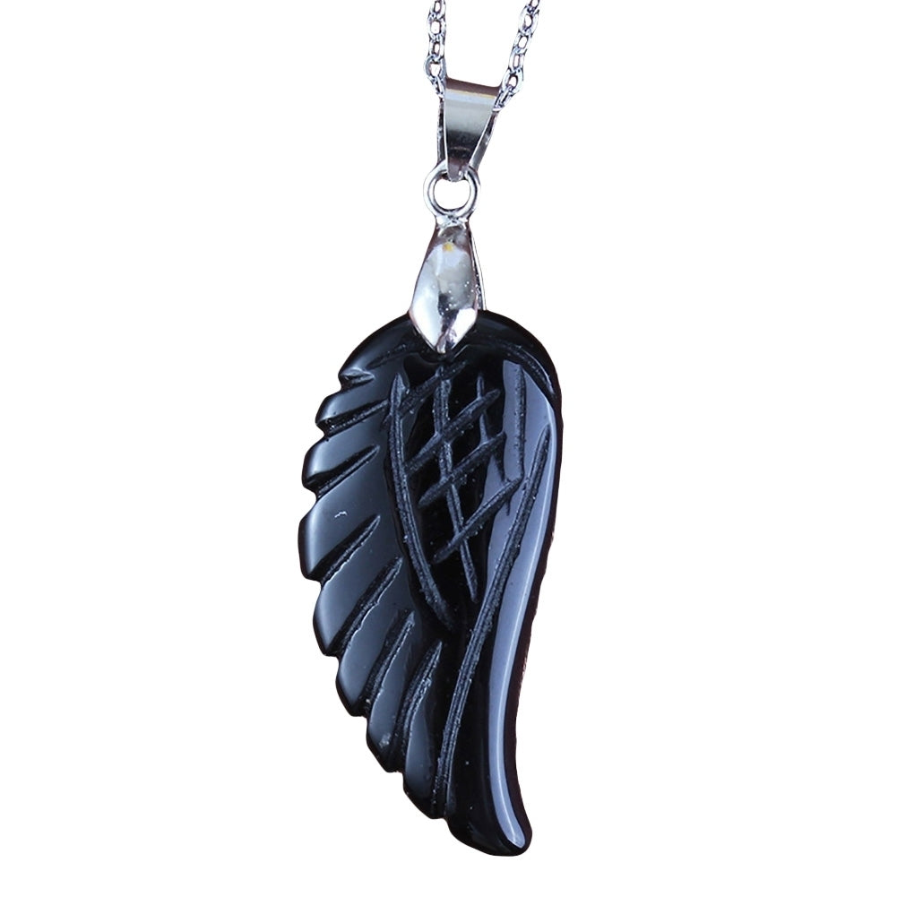 Fashion Women Carved Angel Wing Faux Gem Necklace Pendant DIY Jewelry Accessory Image 3