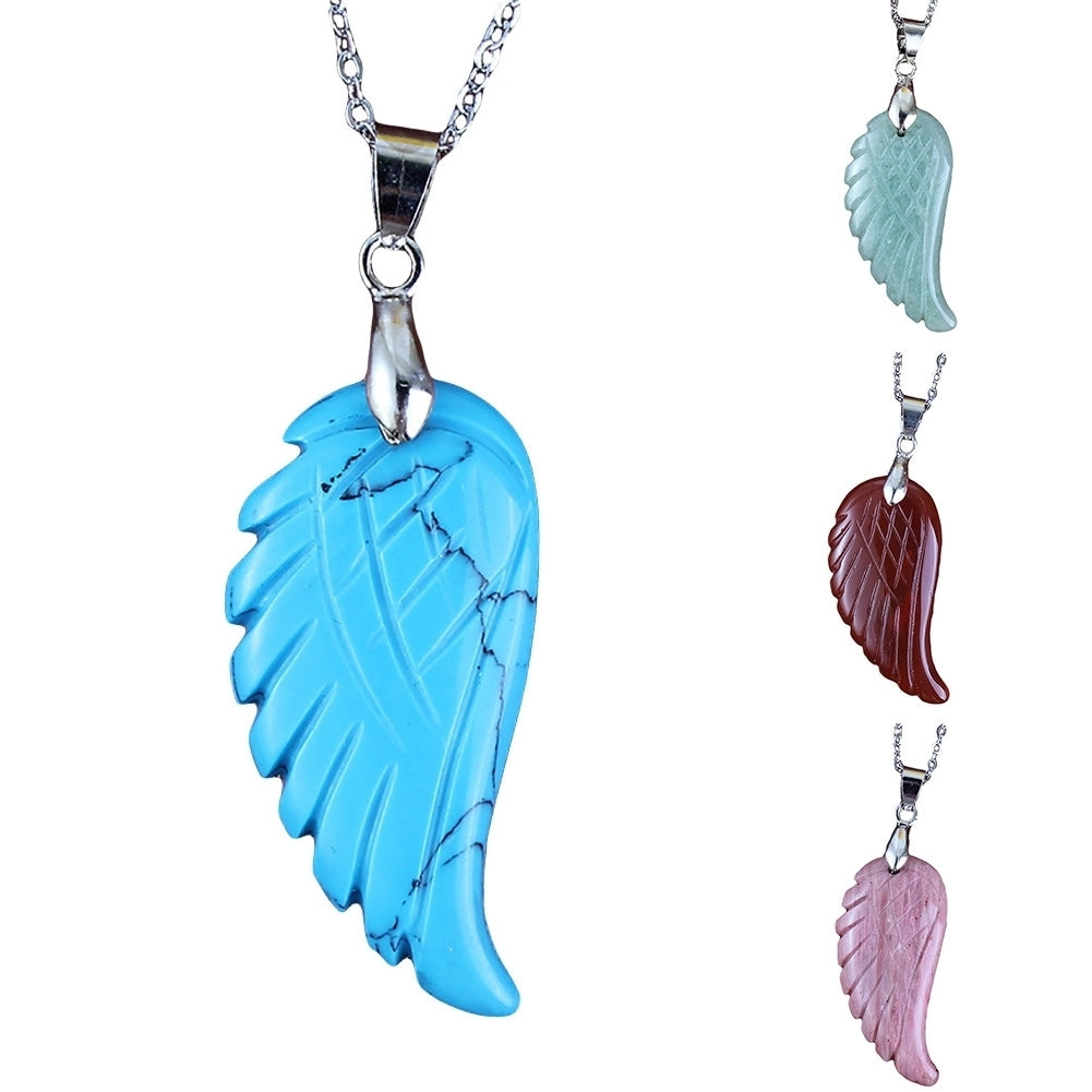 Fashion Women Carved Angel Wing Faux Gem Necklace Pendant DIY Jewelry Accessory Image 11