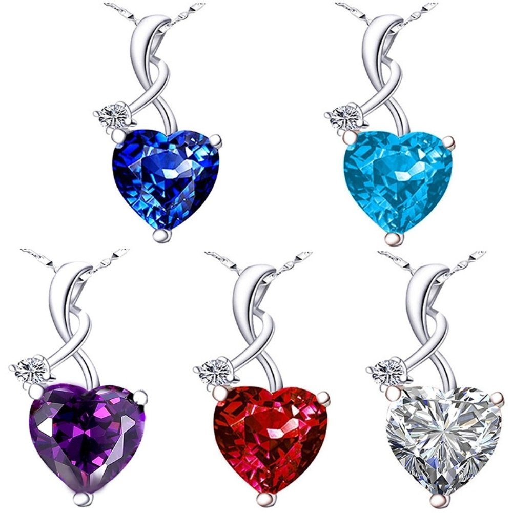 Heart Cut Rhinestone Pendant Charm Women Necklace Earrings Jewelry DIY Accessory Image 1