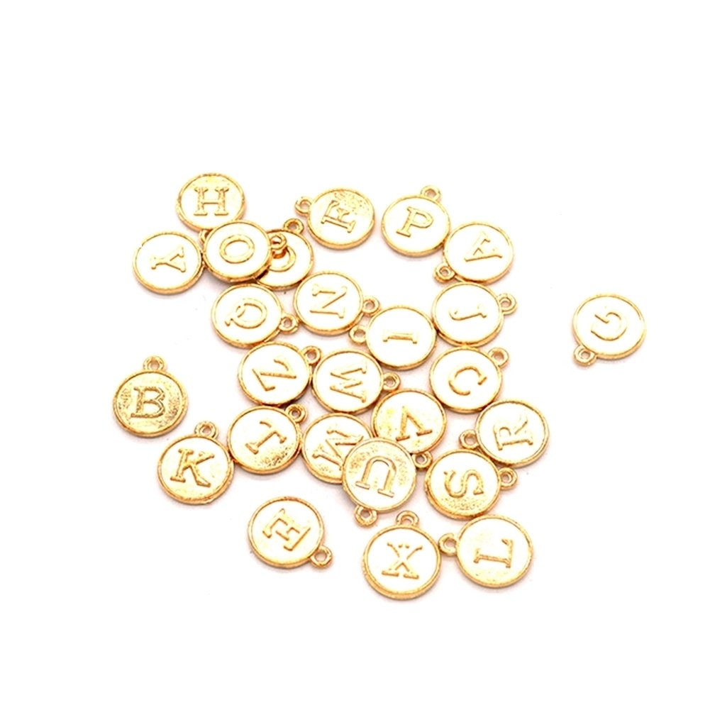 26Pcs English Alphabet Letter Charms Round Pendants Jewelry DIY Accessories Image 4