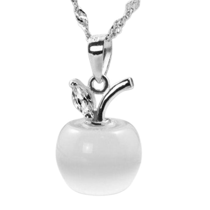 Women Clavicle Chain Apple Shape Crystal Pendant Necklace Jewelry Accessory Image 2