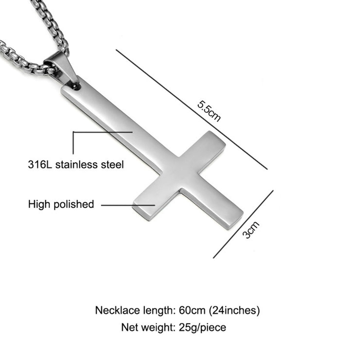 Men Fashion Stainless Steel Inverted Cross Pendant Chain Necklace Jewelry Gift Image 12