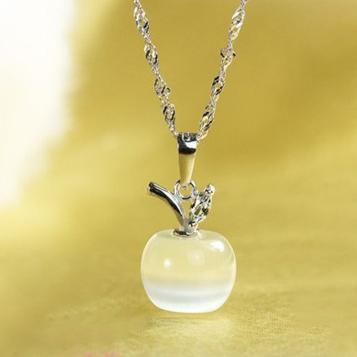 Women Clavicle Chain Apple Shape Crystal Pendant Necklace Jewelry Accessory Image 12