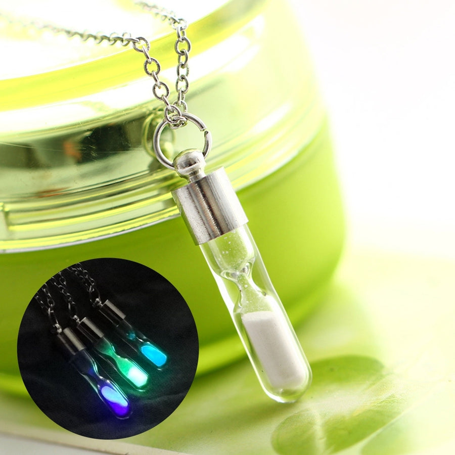 Glowing Necklace Hourglass Luminous Glass Adjustable Necklace Jewelry for Women Image 1