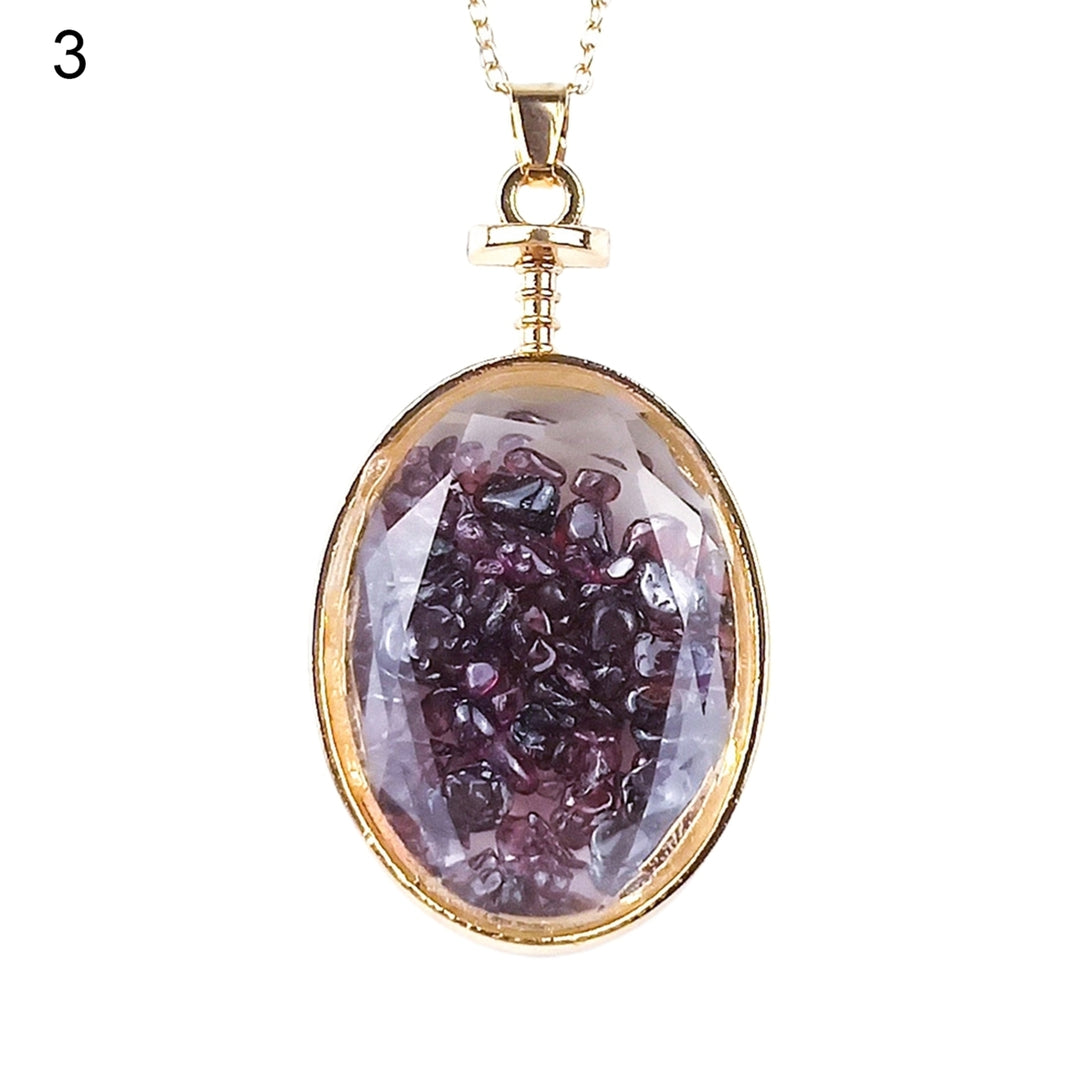 Necklace Pendant Oval Shape Transparent Glass Alloy Natural Stone Wishing Bottle Pendant Charm Gift Image 4