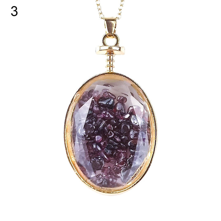 Necklace Pendant Oval Shape Transparent Glass Alloy Natural Stone Wishing Bottle Pendant Charm Gift Image 1