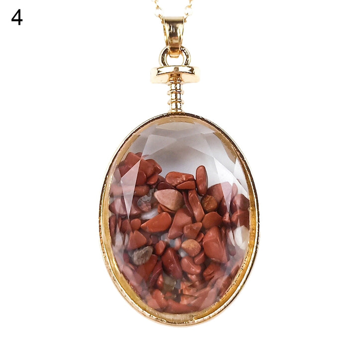 Necklace Pendant Oval Shape Transparent Glass Alloy Natural Stone Wishing Bottle Pendant Charm Gift Image 4