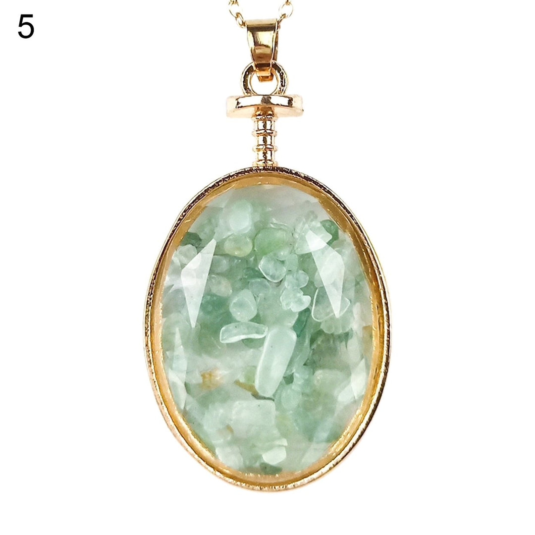 Necklace Pendant Oval Shape Transparent Glass Alloy Natural Stone Wishing Bottle Pendant Charm Gift Image 1