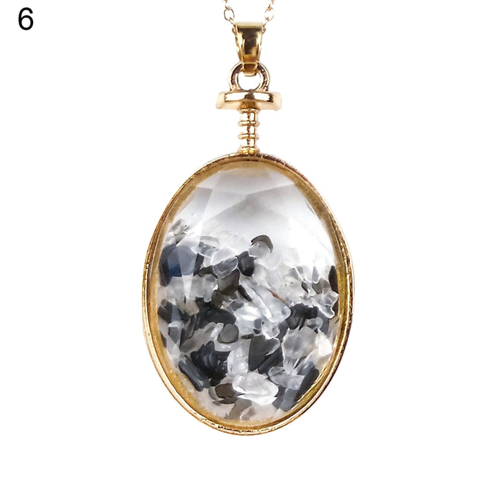 Necklace Pendant Oval Shape Transparent Glass Alloy Natural Stone Wishing Bottle Pendant Charm Gift Image 7