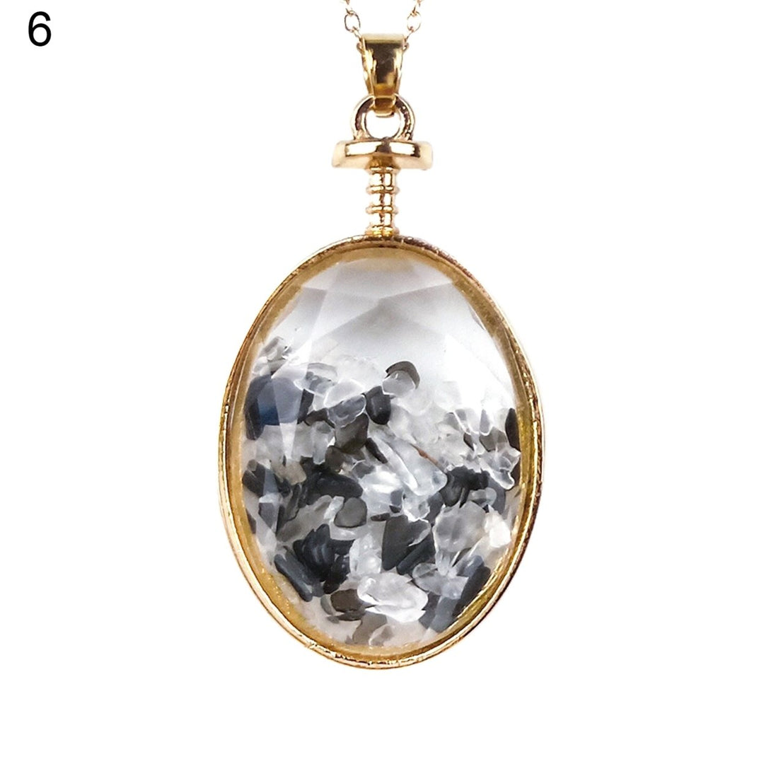 Necklace Pendant Oval Shape Transparent Glass Alloy Natural Stone Wishing Bottle Pendant Charm Gift Image 1