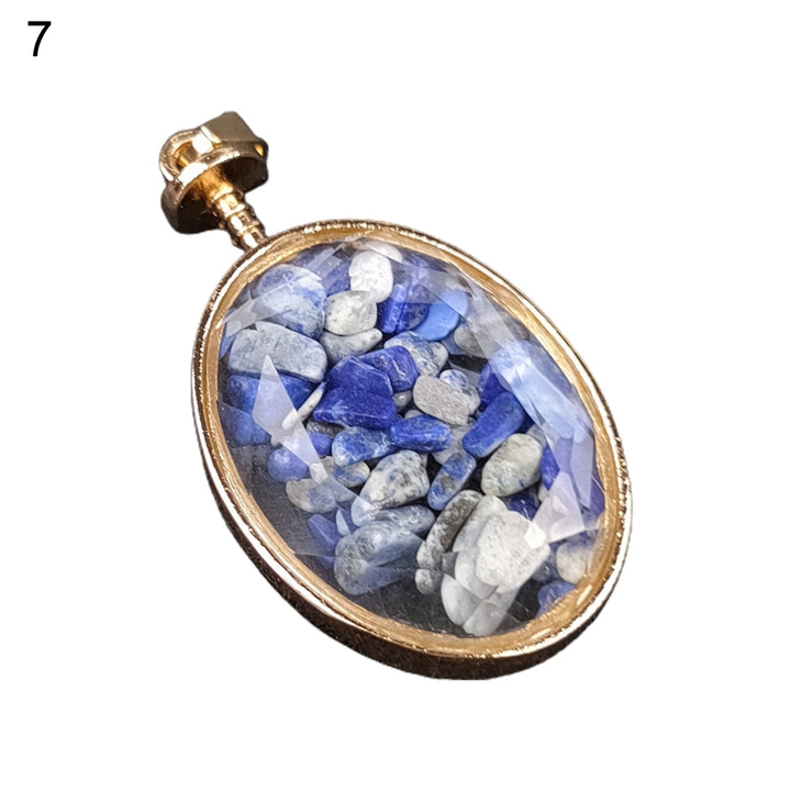 Necklace Pendant Oval Shape Transparent Glass Alloy Natural Stone Wishing Bottle Pendant Charm Gift Image 8