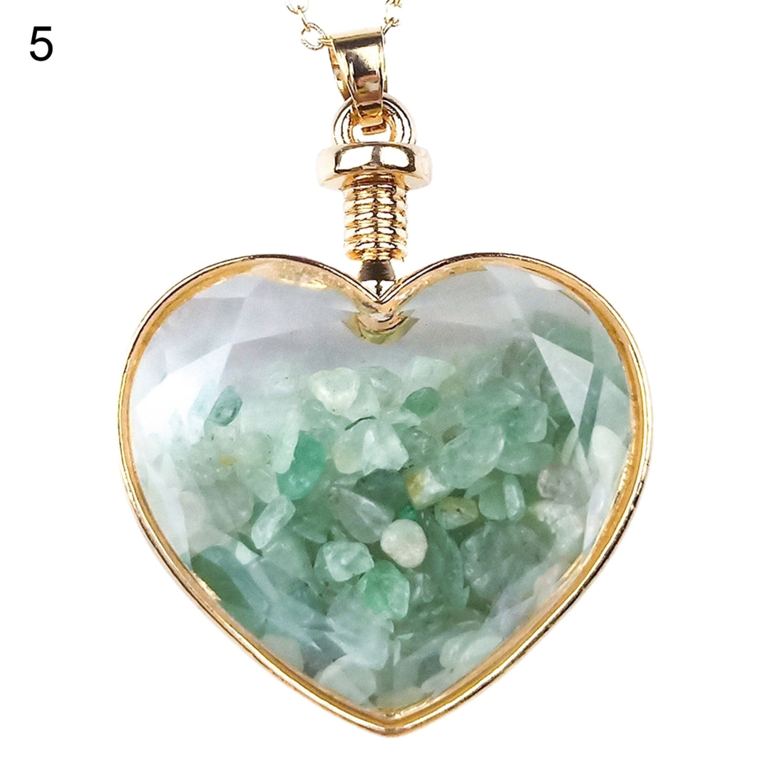 Heart Shape Transparent Glass Necklace Pendant Alloy Natural Stone Wish Bottle Pendant Charm Gift Image 6