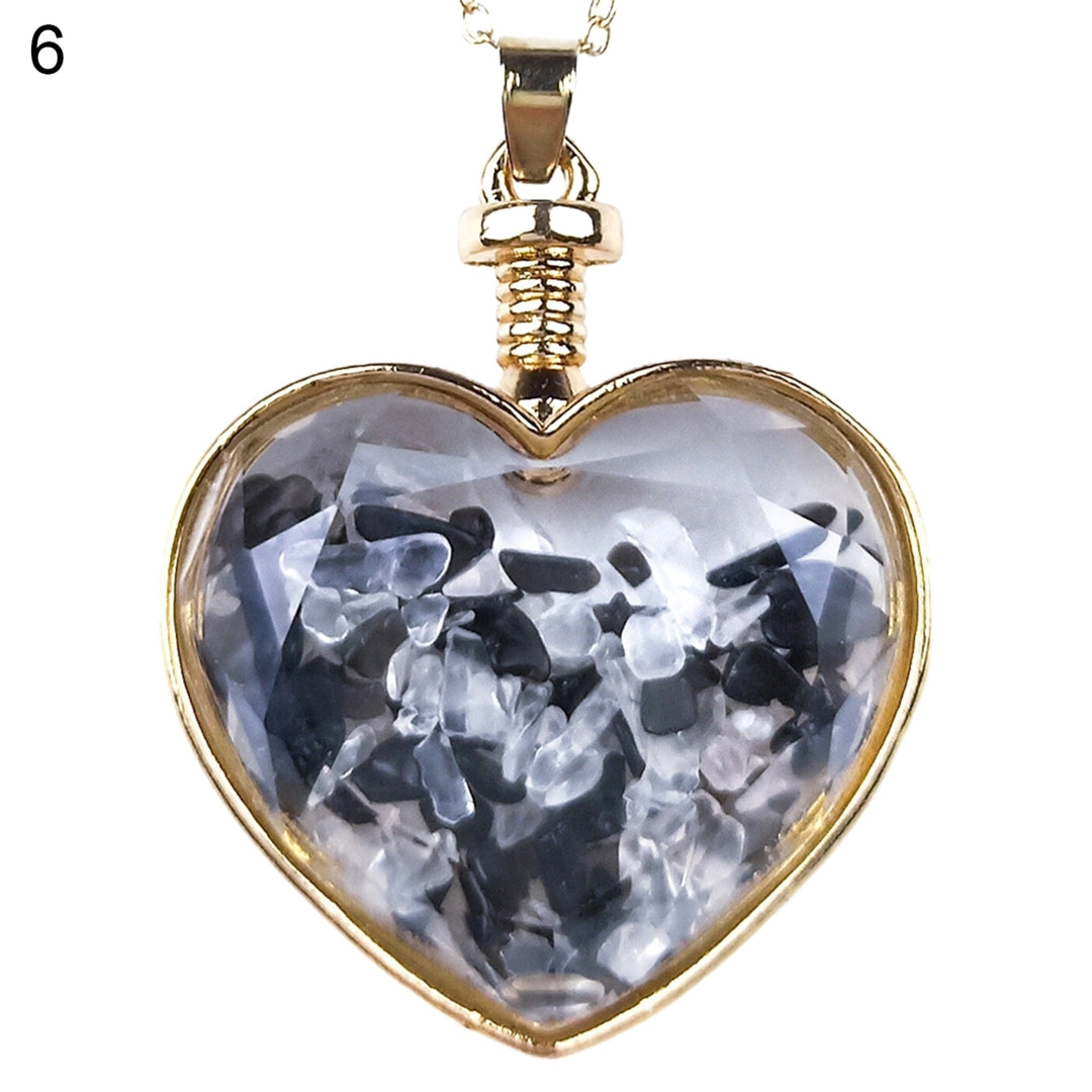 Heart Shape Transparent Glass Necklace Pendant Alloy Natural Stone Wish Bottle Pendant Charm Gift Image 7