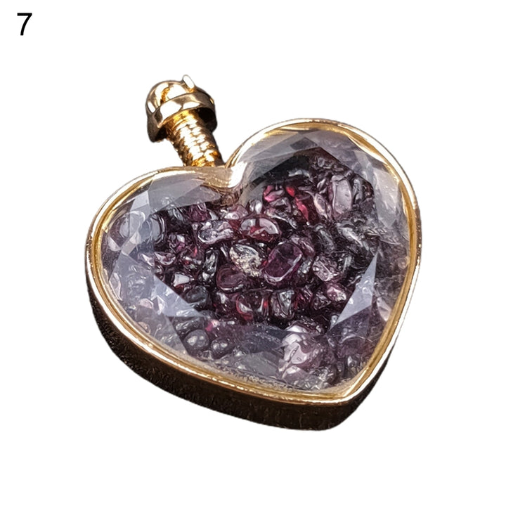 Heart Shape Transparent Glass Necklace Pendant Alloy Natural Stone Wish Bottle Pendant Charm Gift Image 8